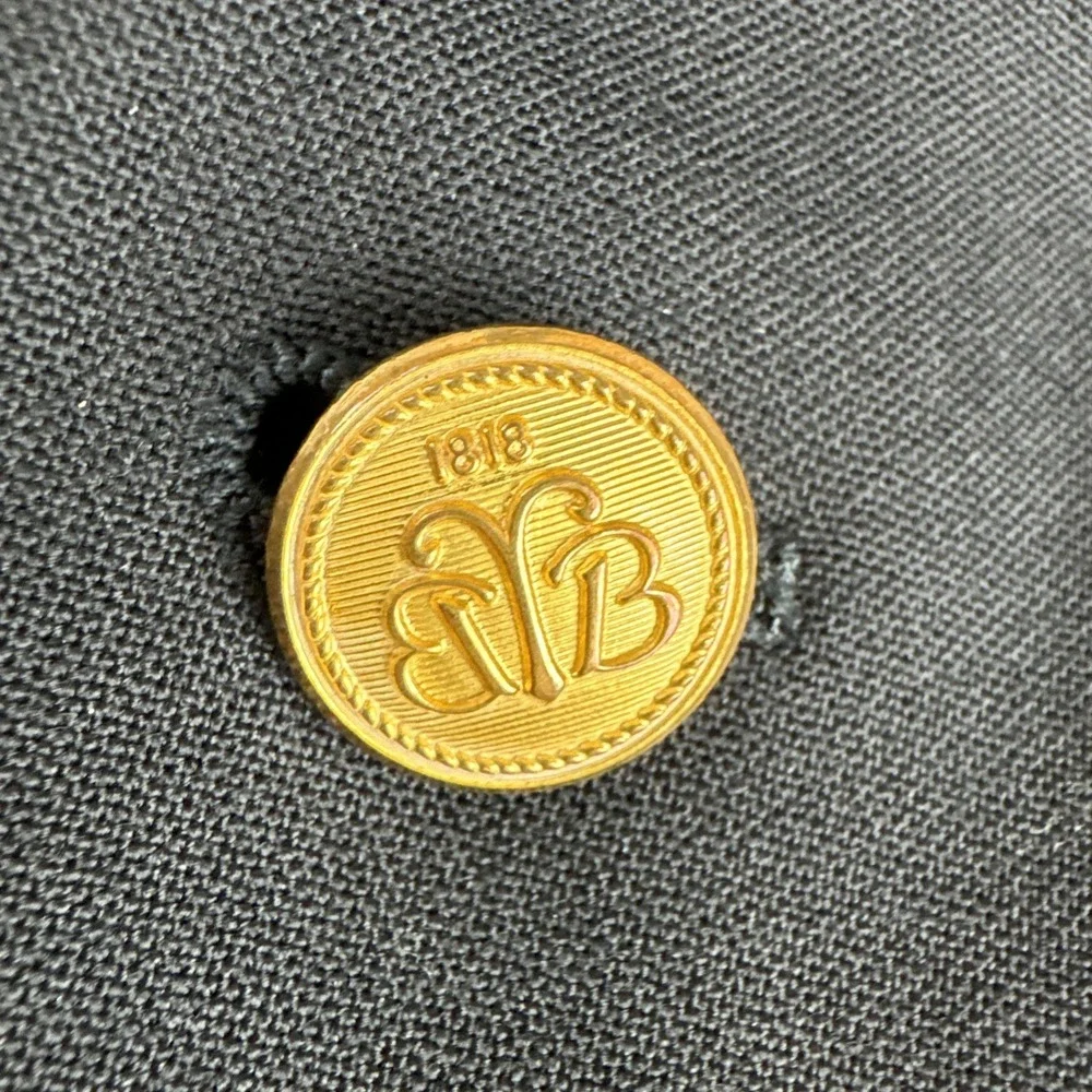 VTG Brooks Brothers Brooksease Mens Black Blazer Gold Buttons 44L Wool Classic